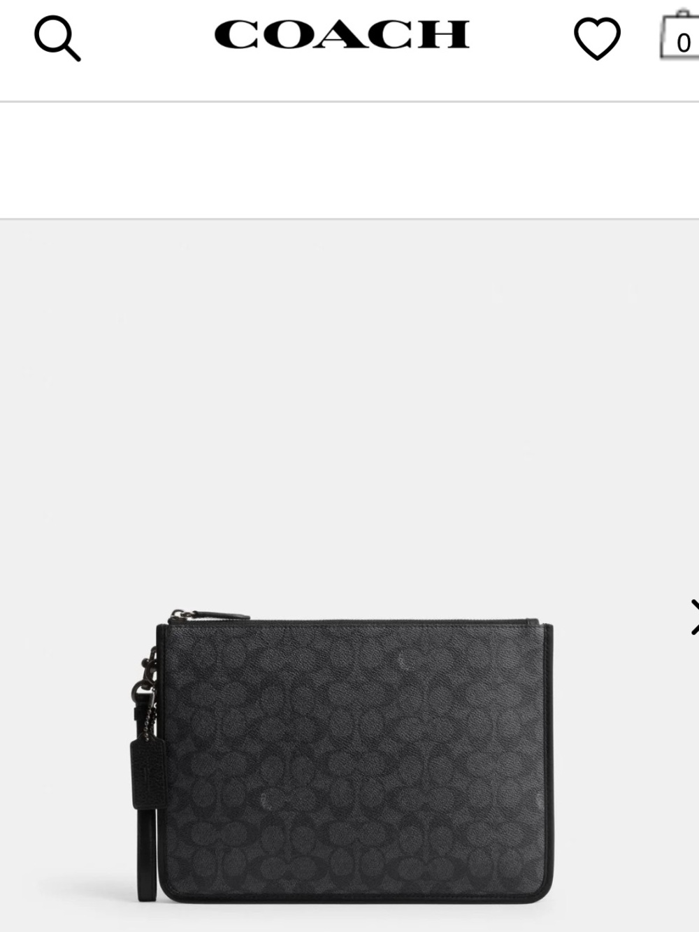 COACH NWT Charter Leather Pouch In Signature Canvas black Unisex